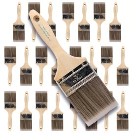 Pro-Grade 24PK 3" Flat House Wall,Trim Paint Brush Set Home Exterior or Interior Brushes