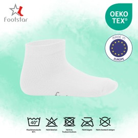Footstar Children's Socks ‘Sneak it!’ Short Shaft Quarter Socks for Girls & Boys (10 Pairs) - White, size: 35-38