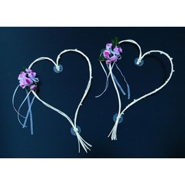 VIP Garland 30 Azaleas 30 Roses 18 Extra Strong Suction Cups 2 x 180 cm Garland 4 Door Handle Decorations 2 Rattan Hearts Bride Couple Car Decoration Wedding Car Wedding Car Decoration (EH Purple 1/2)