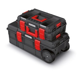 2-Piece Rolling Workshop Tool Trolley Tool Box Set Tool Box + Tool Box Body with Reinforced Construction Ergonomic Handle Dustproof Plastic