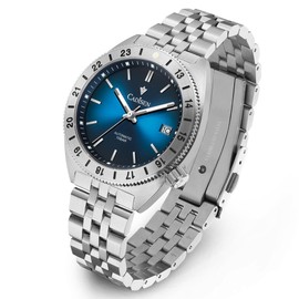 CADISEN Automatic Watch Men's NH35 Mechanical Automatic Watch Sapphire Glass Ringing Waterproof Homage, 8231 Blue, Bracelet