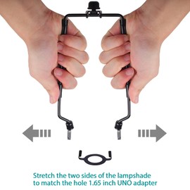 2Pack HZHFCB 7 8 9 10 inch Lamp Shade Harp Holder,Adjustable Lamp Harp Kit,Fit 3/8 IP Standard,E14,E26,E27 Light Base UNO Fitter Adapter,Black Horn Frame Lampshade Bracket(Black)