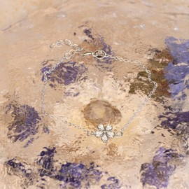 Tuscany Silver Women's Sterling Silver Rhodium Plated Cubic Zirconia Daisy Bracelet of 19 cm/7.5 inch