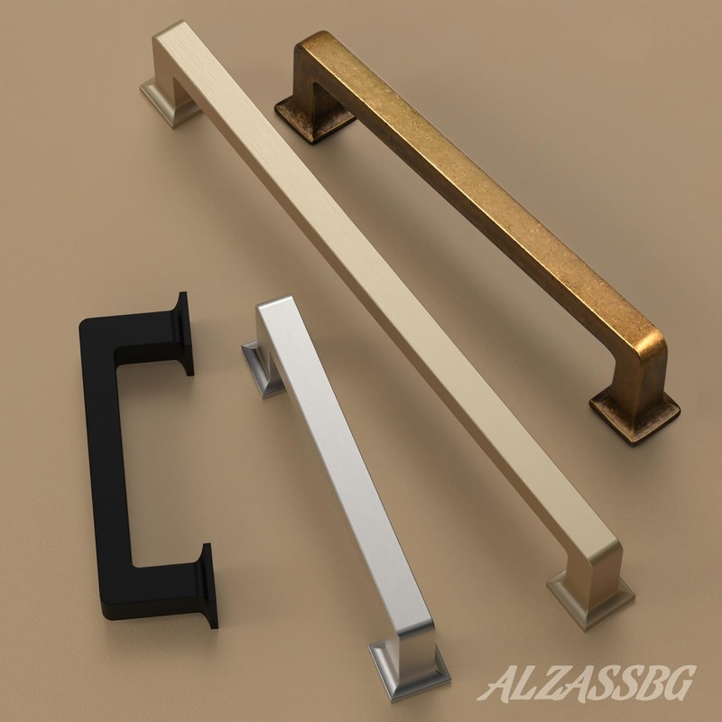 Alzassbg 10 Pack Brushed Gold Cabinet Pulls, 5 Inch(128mm) Hole