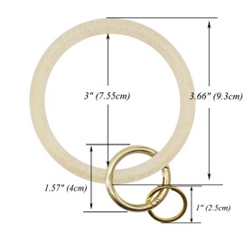 ETHOON Keychain Wristlet Bangle Soft Rubber Silicone Car Key Chain Ring Bracelet Large Wristlet Keychain for Women, Glitter Gold