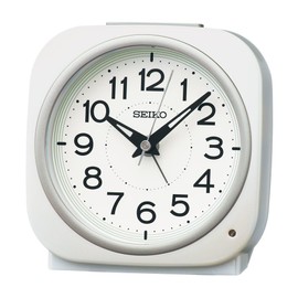 Seiko Clock KR519W Alarm Clock, Auto Lighting, Analog, Visible at Night, White Pearl, 4.5 x 4.5 x 3.1 inches (115 x 115 x 79 mm)