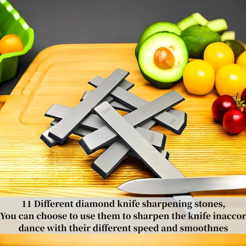 11Pcs Diamond Knife Sharpening Stones Set, Diamond Plates for Fix-Angled