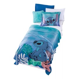 Colchas Concord Cobertor Ligero Ultrasuave Stitch Aloha Individual Concord Color Azul