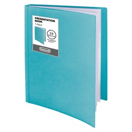 Dunwell Binder with Plastic Sleeves 24-Pocket - Presentation Book 8.5x11 (Aqua), Portfolio Folder with 8.5 x 11 Sheet Protectors, Displays 48 Pages Letter Size Papers, Acid Free Archival Quality