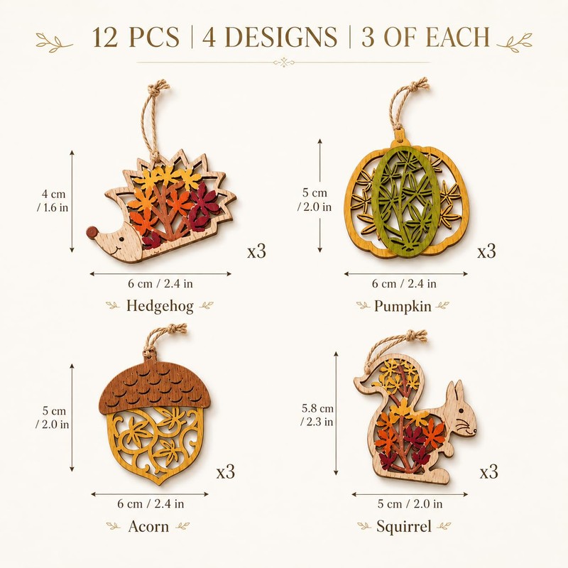 Autumn Tree Decorations 12Pcs Hanging Tree Ornaments, Autumn Decorations