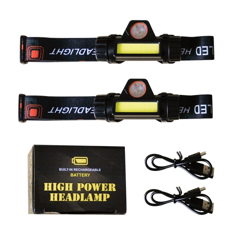 2x 1200000LM LED Headlamp Rechargeable Headlight Zoom Head Torch Lamp