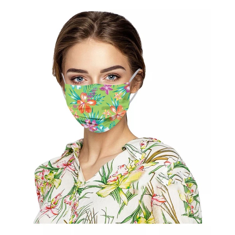 Mascarilla Con Estampado De Flores Para Protección Desechabl