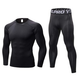 Minghe Mens Thermal Underwear Base Layer Men Cold Weather Gear Thermal Shirt and Pants Sports Long Johns Set, Black Black Line, Large