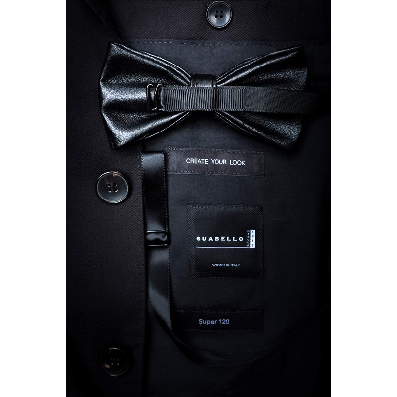 JEMYGINS Blue Feather Bow Tie Leather Bow tie and Brooch