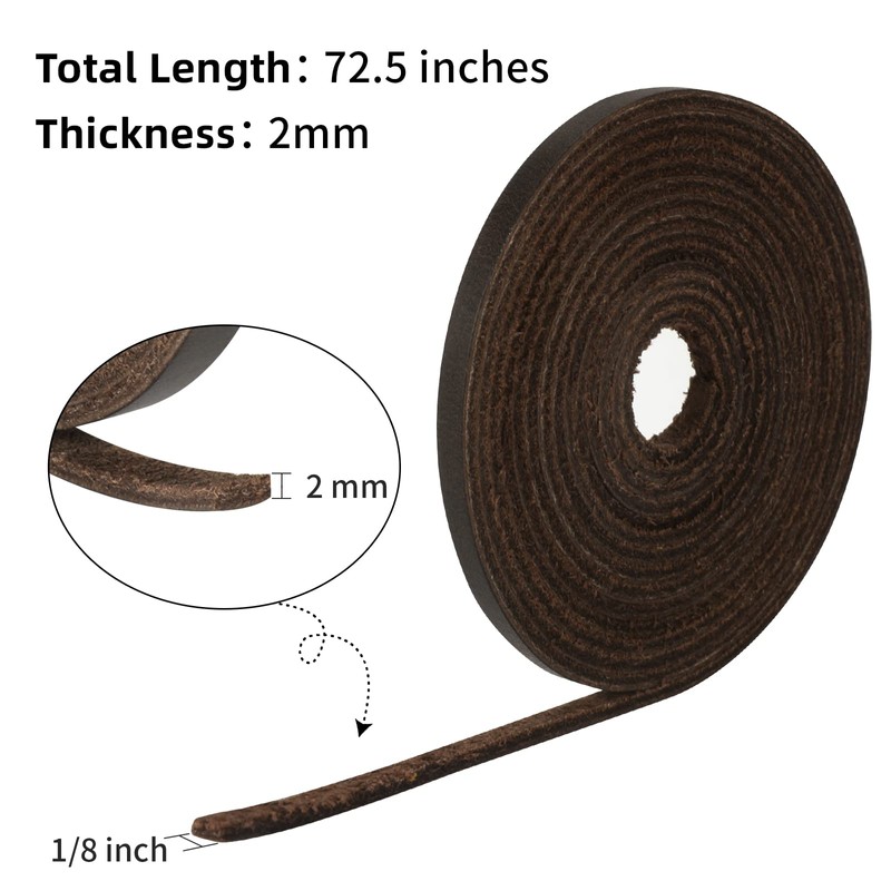 Ringsun 1/8 Inch Wide Flat Leather Strips for Crafts, Leather