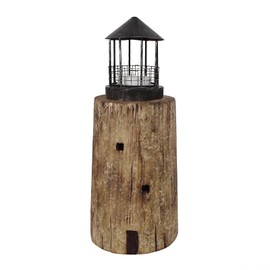 Linfevisi Wooden Lighthouse Candle Holders Decorative Tea Light Holder Ocean Beach Nautical Coastal Mini Standing Lighthouses Figurines Rustic for Home Decor Bathroom Table Party Wedding 14 Inches