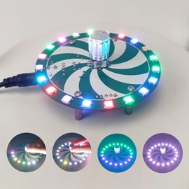 pemenol Round RGB Light Soldering Electronic Kit with 7 Light Modes Automatic Manual Adjustable Beginner Soldering Practice Project Holiday Gift School Education Kit