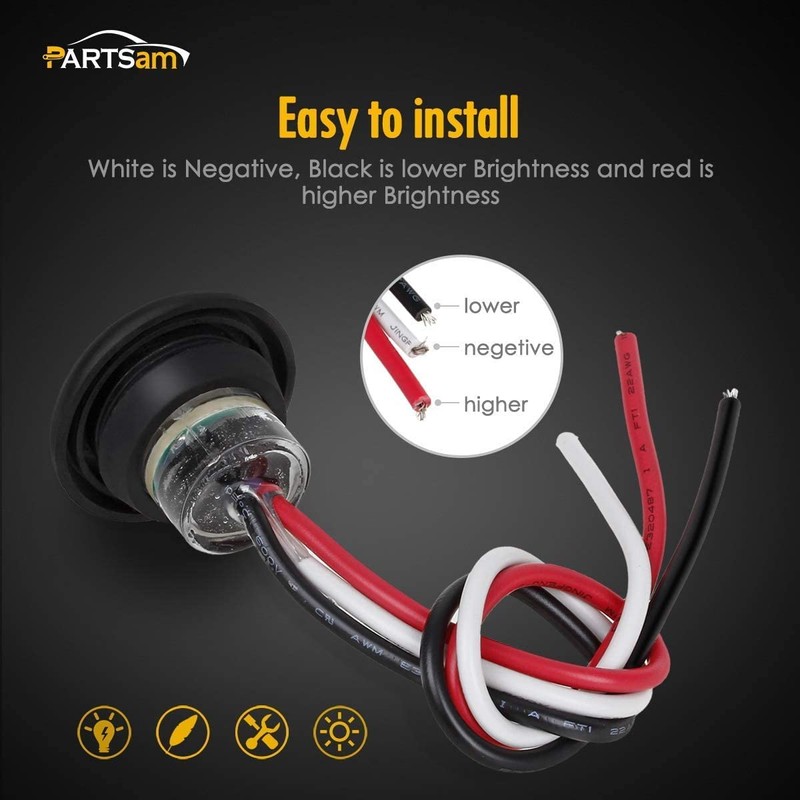 Partsam 10 Pcs 3/4 Inch Amber Round LED Lights, DOT