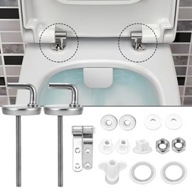 Toilet Seat Fittings, 1 Set Hinge Fixing Replacements, Toilet Seat Hinge-Stainless Steel Toilet Seat Fittings,Replacement Hinge with Fittings and Repair Parts,Compatible with Most Standard Toilets