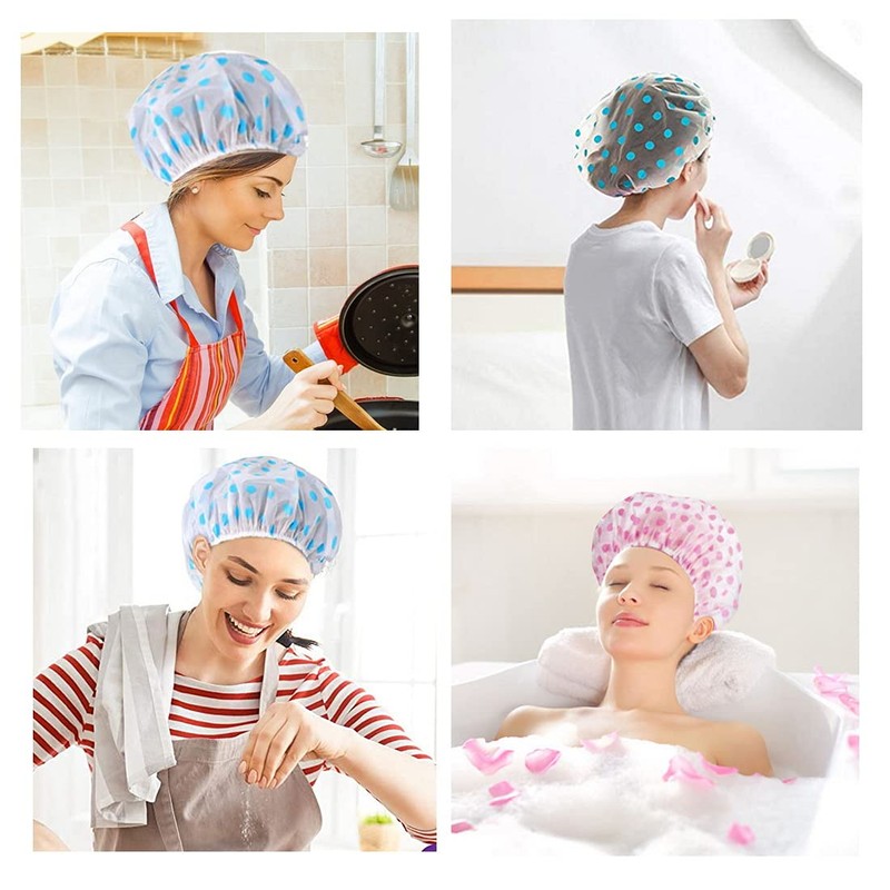 Shower Cap, 3 Pcs Waterproof Reusable Shower Caps Bath Hair