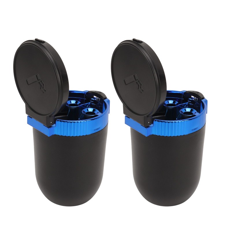 2Pcs Car Ashtray with LED Blue Light Portable Removable Car