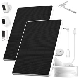 6W Solar Panel for Ring Camera, Solar Charger Compatible with Ring Spotlight Cam Battery & Stick Up Cam Battery, with Retractable 360° Rotating Bracket, 10ft Long Cable (2 Pack)