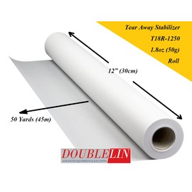 Estabilizador de bordado, papel de respaldo bordado, doble línea (1.8 onzas, blanco, rollo de 12 x 50 yardas)