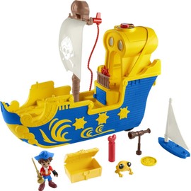 Fisher-Price Santiago of the Seas Pirate Ship El Bravo Playset with Lights Sounds & Phrases, Pirate Santiago & Kiko Figures, 6 Play Pieces​