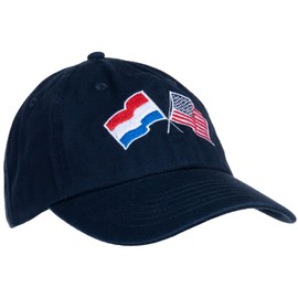 Ann Arbor T-shirt Co. Netherlands American Flag Hat - Dutch USA Friendship, Nederland Holland America Dad Baseball Pin Cap for Men Women - (Navy)