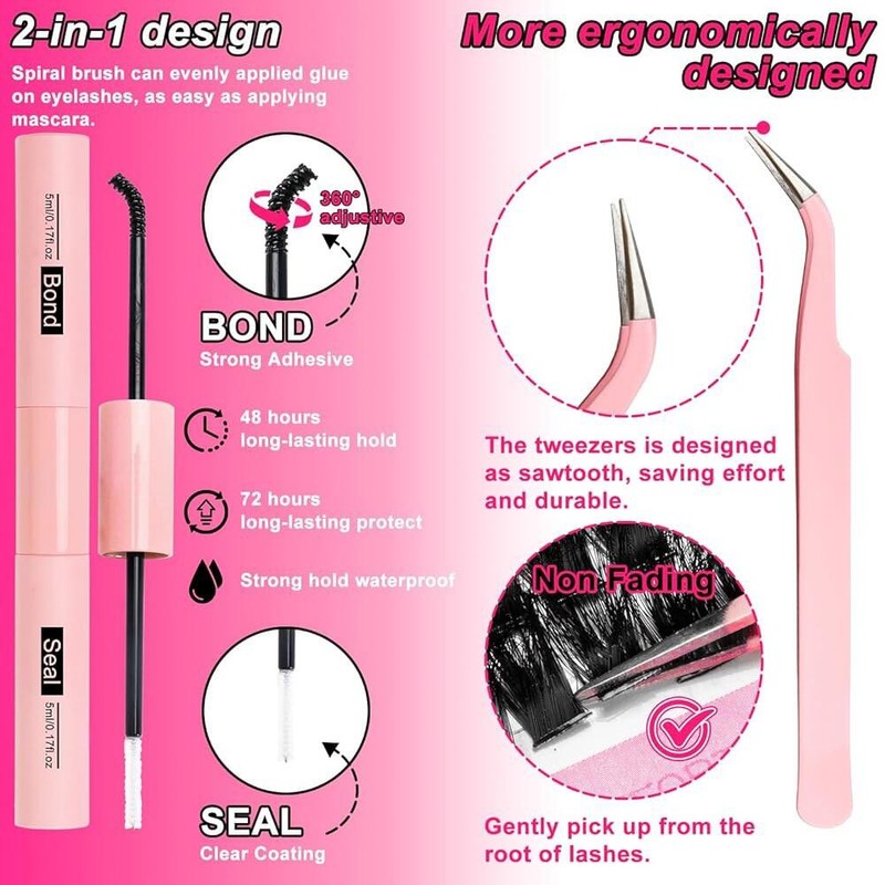 Millibest 밀리베스트 속눈썹 클러스터 키트 100D 플러프 연장 10-18mm 개별