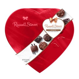 Russell Stover Valentine's Day Red Foil Heart - Assorted Milk and Dark Chocolate - 17 Pieces Per Box - Great For Sharing with Friends and Family