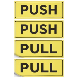 PATIKIL Push Pull Sticker Sign, 2 Pcs 6"x2.4" Self Adhesive Horizontal Vinyl Push Pull Decal Push Pull Glass Door Sign for Stores Office Shops Cafes Business, Brushed Gold Board Black
