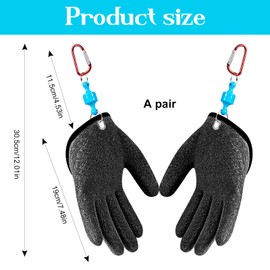WZYTEU 1 Pair of Fishing Gloves, Waterproof Pike Gloves for Safe Handling of Pike, Catfish, Zander, Oysters, Crab, with 2 Magnetic Buckles