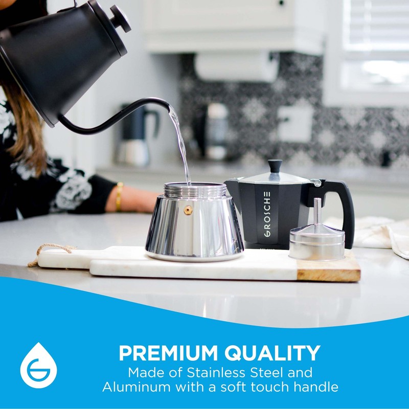 GROSCHE Milano Induction Stovetop Espresso Maker Moka Pot for Greca,