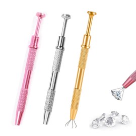 Wgewfhdf 3 Pcs Jeweler Pick Up Tool - Stainless Steel Precision Piercing 4-Prong Claw Tweezers for Diamonds, Pearls, Gems & Electronic Components(Gold, Silver, Pink)