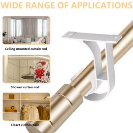 Aluminum Alloy Curtain Rod Bracket, Holder, Support - Mounted on the Ceiling 2 Set (White)