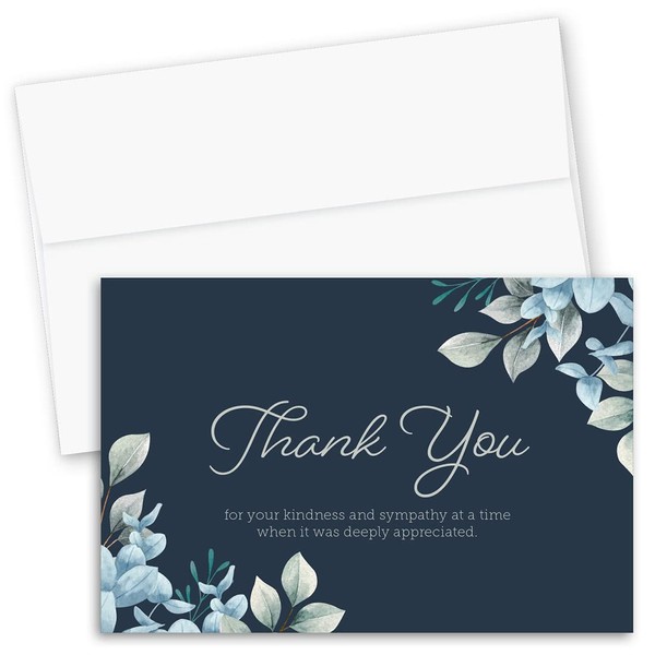 CARDAMONOLY Funeral Sympathy Cards with Envelopes - Condolences Card with Funeral Flowers for Celebration of Life, Memorial Books, Bereavement, Acknowledgement - 6 x 4 - Pack of 25