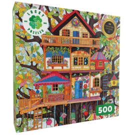 LUCKY PUZZLES ESTD 2020 Lucky Puzzles 'Enchanted Treehouse' - 500 Piece Jigsaw Puzzle for Adults - Whimsical Art Style - Fun Puzzle Challenge for Adults and Families | 18 x 24 Inches | Satin Finish