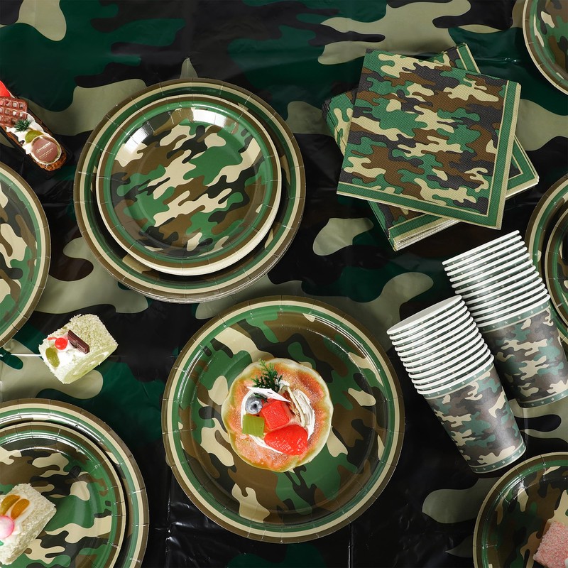 Kochorie 97 Pieces Camouflage Party Supplies Camo Disposable Tableware Set