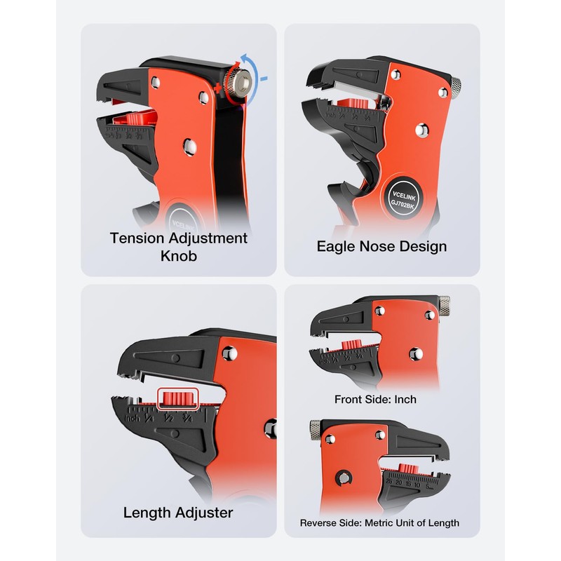VCELINK Automatic Quickstrip Wire Stripper and Cutter, Professional Quick Strip