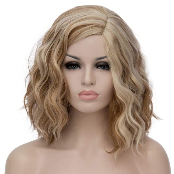 PORSMEER Women's Short Bob Curls Wig for Afro/Women/Girls Natural Middle