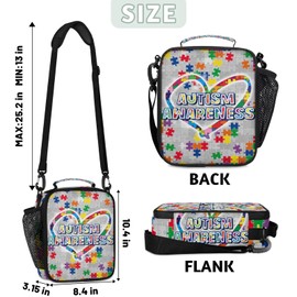Lunch Box for Boys Girls - Autism Awareness Heart Reusable Insulated Lunch Bags for Kids - Large Capacity Cooler Back to School Lunch Thermal Meal Tote Kit