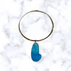 Fashion Jewelry Blue agate pendant necklace