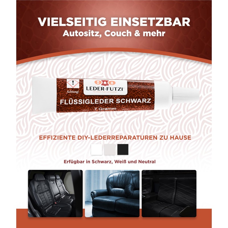 Leder-Futzi Liquid Leather Repair Cream [7g] - Ideal Solution for