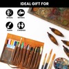Jaald Genuine Leather Pencil Roll Brush Case Pen Holder Organizer