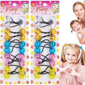 20 Pcs Hair Ties 20mm Ball Bubble Ponytail Holders Colorful Clear Assorted Elastic Accessories for Kids Children Girls Women All Ages (Clear/Amber/Sky Blue/Pink/Yellow)
