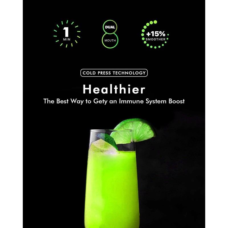 HOPETANA Cold Press Juicer, Slow Masticating, High-Yield Juice Extractor Maker,