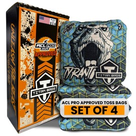 Titan Bags Tyrant Cornhole Bags – Regulation Cornhole Bean Bag with Linen Grip for Strategic Drag Shots, All-Weather Power Grip Pellets for Indoor and Outdoor Tossing – Geo Design, 6"x6", Pack of 4