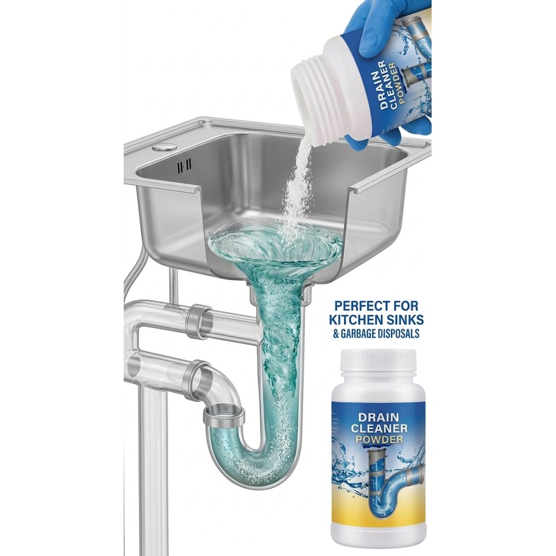 Powerful Drain Cleaner Powder for Sink, Toilet & Kitchen Pipes