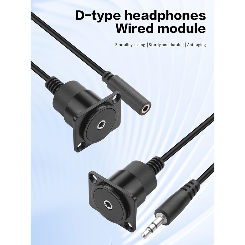 YACSEJAO D-Type 3.5mm TRS Panel Mount Cable, 18CM (M-F)